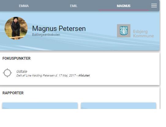 Billedet viser, hvordan Forældreportalen ser ud, når man logger ind.